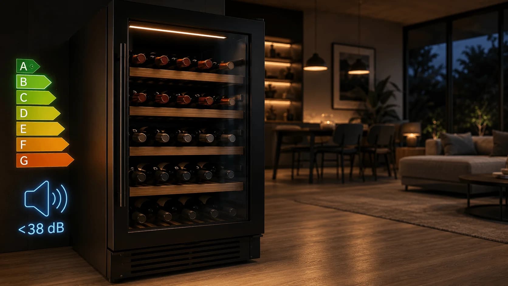 Energielabel op wijnkoelkast