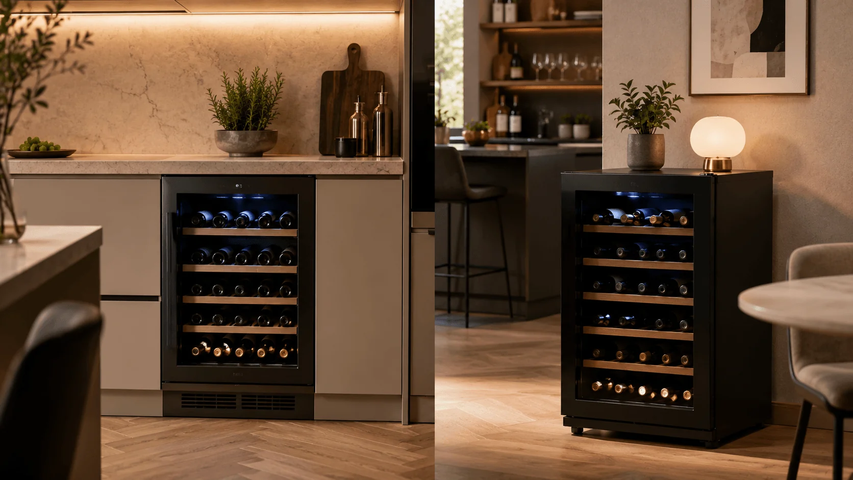 Inbouw wijnkoelkast in moderne keuken